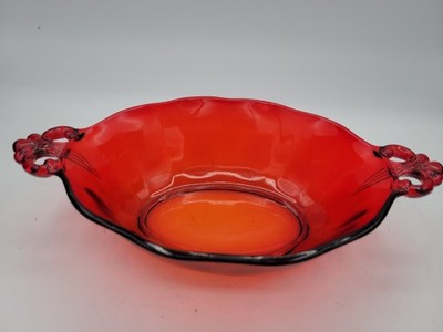 1930s Fostoria Lafayette Cranberry Ruby Red Glass Relish Dish Hard To Find