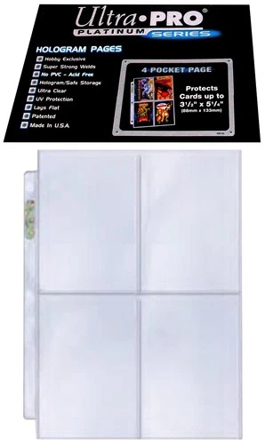 10 Ultra Pro 4-Pocket Platinum Card Pages Sheets Protectors Toploader 3.5x5.25