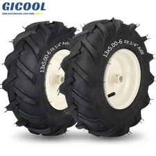 GICOOL 2-Set 13x5.00-6" Tiller Tire & Wheel, 3/4" Axle Size, 3-1/8" Centered Hub
