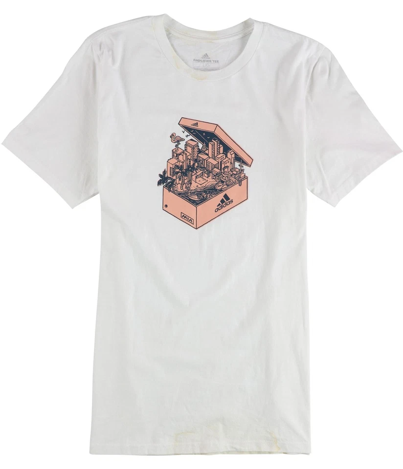Camiseta Adidas Para Hombre Básica Miami Gráfica, Blanca, L
