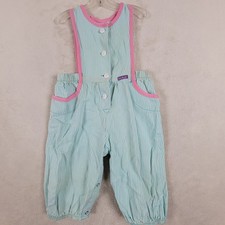 Vintage OSHKOSH B'GOSH Pink Mint Pinstriped Overalls Girls 24 Months USA Cotton