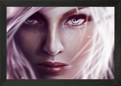 Nahaufnahme Portrait einer Frau gerahmtes Wandbild Poster Leinwanddruck Bild