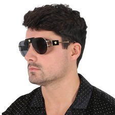 Versace Dark Grey Pilot Men's Sunglasses VE2252 100287 63 VE2252 100287 63