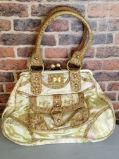 Vintage Y2K RIVER ISLAND flowery gold, snake skin accents Doctor Bag Handbag 
