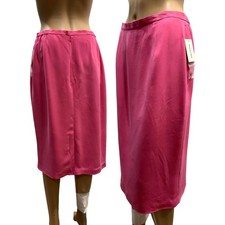 90s Y2K NWT Bloomingdale's Pink Silk Pencil Skirt  10 W 28 - 31"