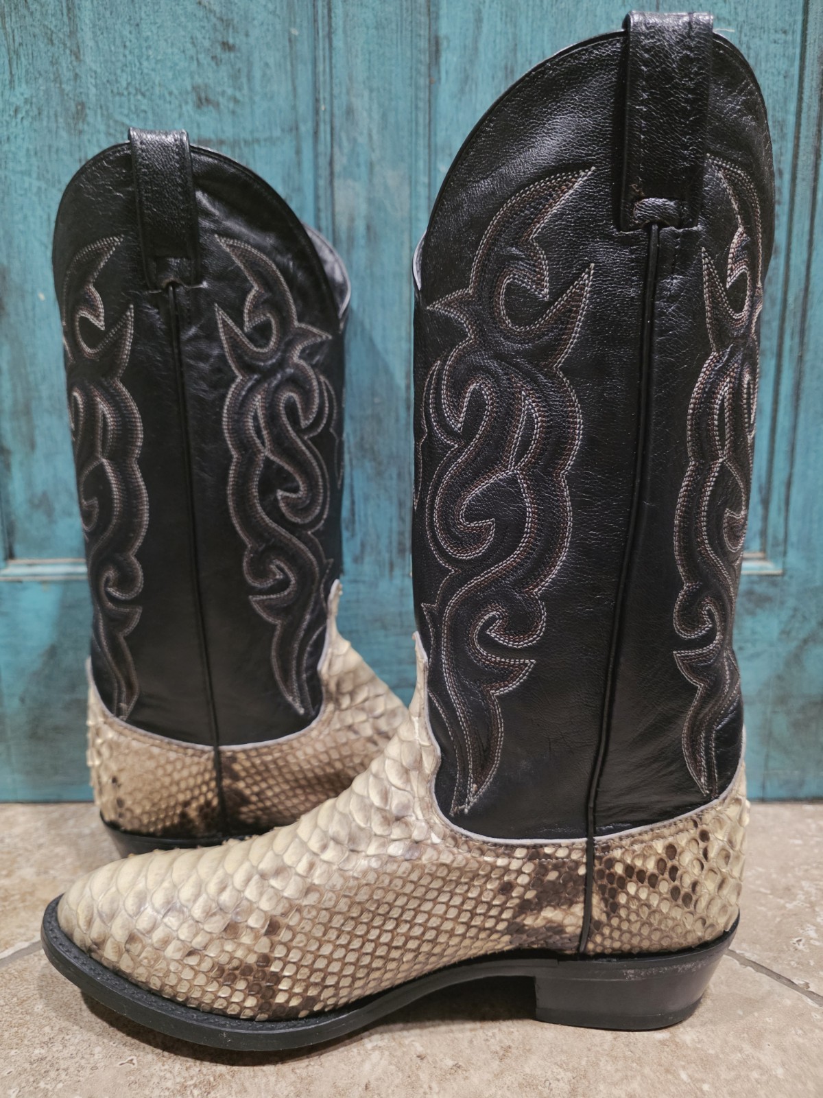 Dan Post Python Boots 9.5 EW Back Cut Belly Up Br… - image 7