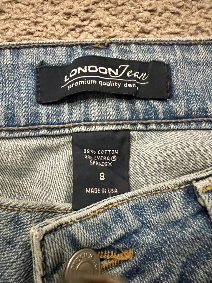 Pantalones de mezclilla para mujer LonDon talla 8 azul lavado claro recto - tiro medio 1805 Foto 3 de 3