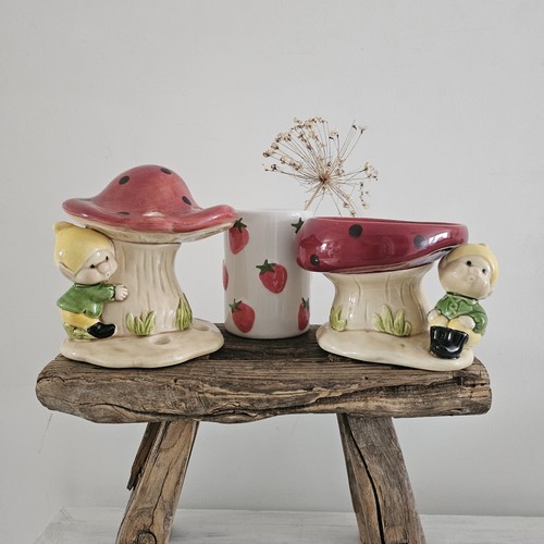 Vtg Pottery Toadstool Mushroom Gnome Pixie Soap Dish Toothbrush Holder Japan - 第 2/18 張圖片