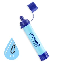 Purewell Water Filtration Straw for Camping, Survival & Hiking