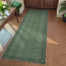 GarveeHome 2x6 Scalloped Washable Runner Rug for Kitchen, Soft Green Hallway ...