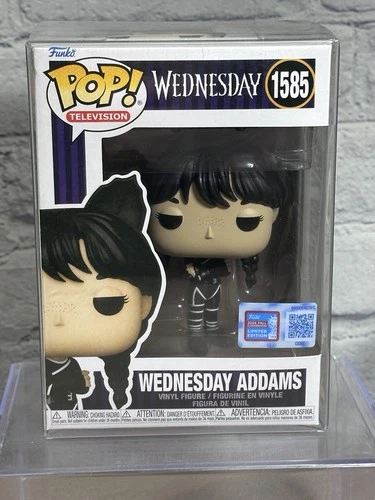 2024 Funko Pop! Vinyl: Television Wednesday Addams #1585 Cat Ears NYCC DAMAGEBOX
