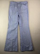Vintage Wrangler Bell Bottom Pants Mens 33x34 Blue USA Flare Bottoms Hippie Boho