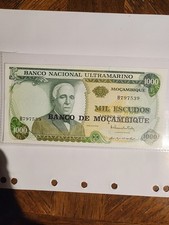 Portugal Mocambique  1000 Escudos Banknote  Gago Coutinho 1972