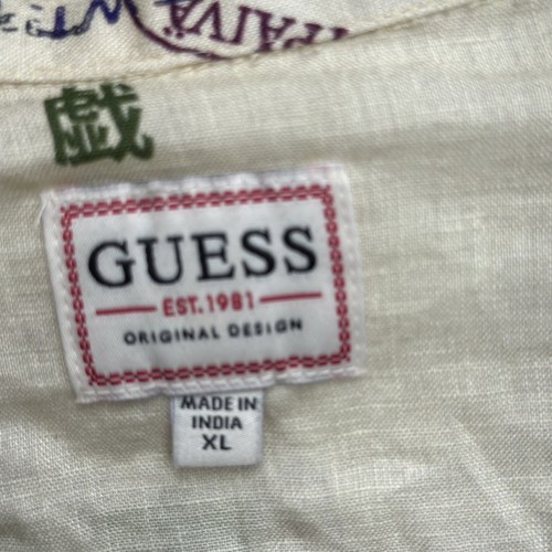 Guess Shirt Men XL 100% Linen East West Aidan Tiger All Over Print - Picture 8 of 12