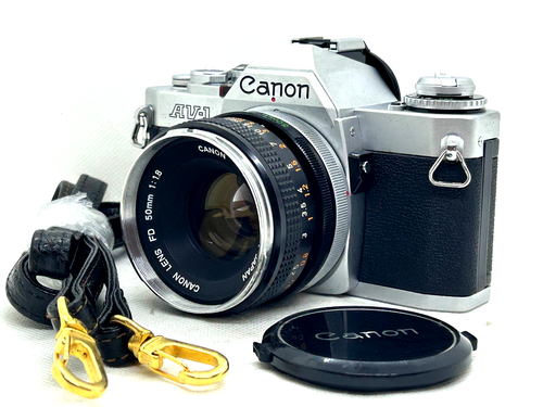 VINTAGE Canon A-1/A1 35mm Film Camera FD 50mm f/1.8 Lens/Thyristor Flash -TESTED