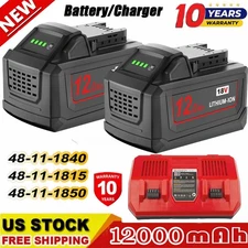 12.0AH Battery For Milwaukee for M18 18V Extended Lithium 48-11-1880 12000mAh