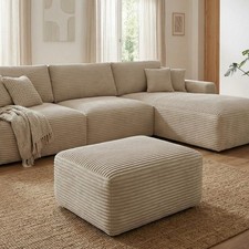 Large Ottoman Foot Rest 37" Beige, Sofa Couch Ottomon with Soft Long-Pile Fab...
