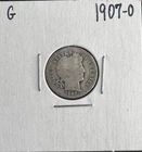 1907-O Barber Dime New Orleans Mint Silver 10C US Coin Liberty Head Vintage