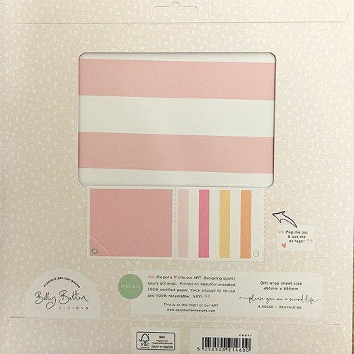 Rosa Streifen Ballon Geburtstag Flach Verpackung Pack 4 Blatt x 2 Designs 2 Pop-Out-Etiketten - Bild 2 von 3