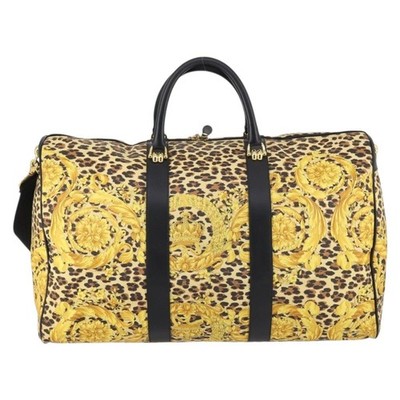 Gianni Versace Boston Bag PVC 2way Yellow Black gold Auth BA6230