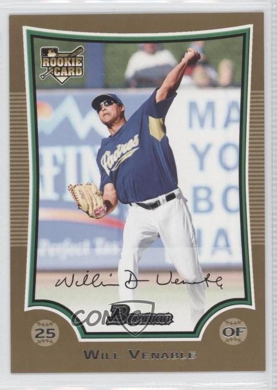 2009 Bowman Gold Will Venable #218 Rookie RC 0a1