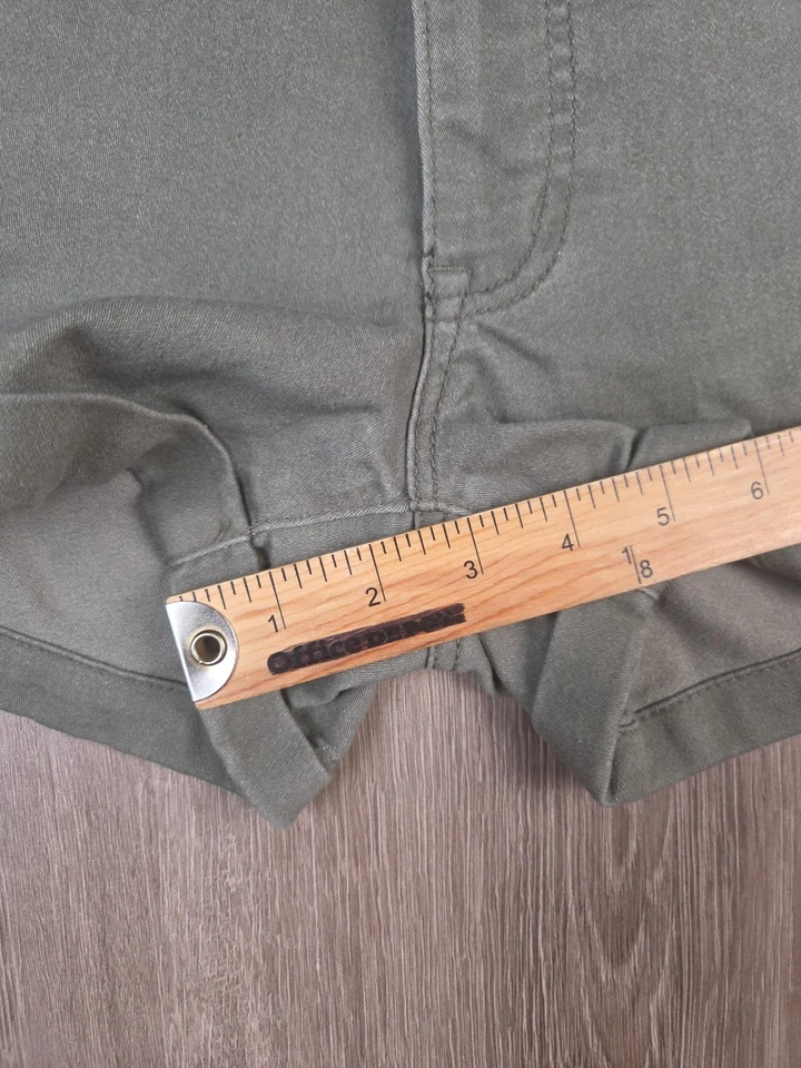 Pantalones Cortos Midi Para Mujer Aeropostale Cintura Alta Talla 00 Verde Diseño 5 Bolsillos Puños Foto 4 de 4