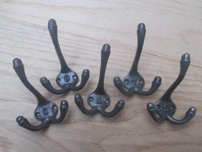 Hut- & Kleiderhaken Gusseisen Antikfinish Vintage Prägemäntel 5 Stück