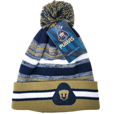Pumas UNAM Official Navy Gold Pom Knit Beanie Hat Liga MX Futbol Soccer NWT