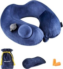 Inflatable Travel Pillow Washable U Shape Round Neck Support Eye Mask Ear Plugs