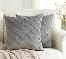 Checks Velvet Solid Plain Soft Cushion Cover Pillow Case Sofa Throw Home Decor
