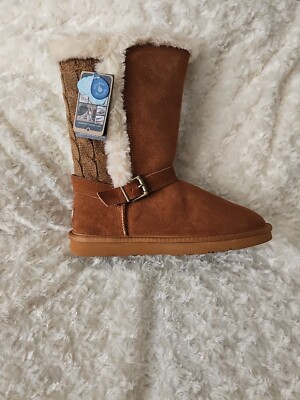Womens Lamo Water & Stain Resistant Suede Short Boots - Selena - Chestnut - 9M