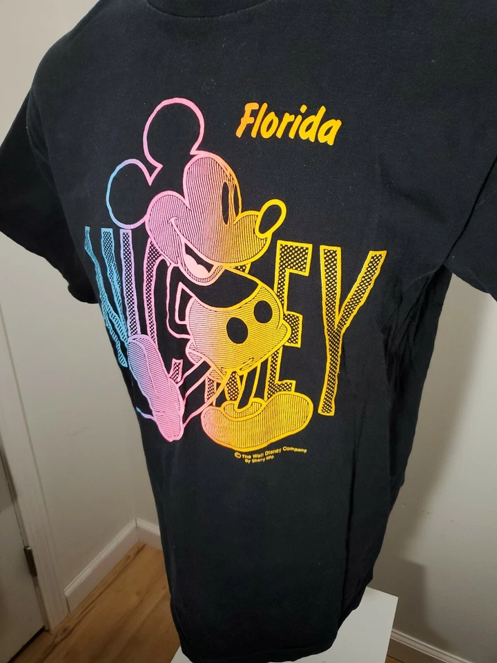 Camiseta de Colección Años 80 MICKEY MOUSE NEÓN FLORIDA WALT DISNEY JEREZ XL Puntada Única Foto 3 de 4