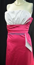Jordan wedding Dress formal gown hot pink white bow strapless 4 6 S VTG 80s NEW