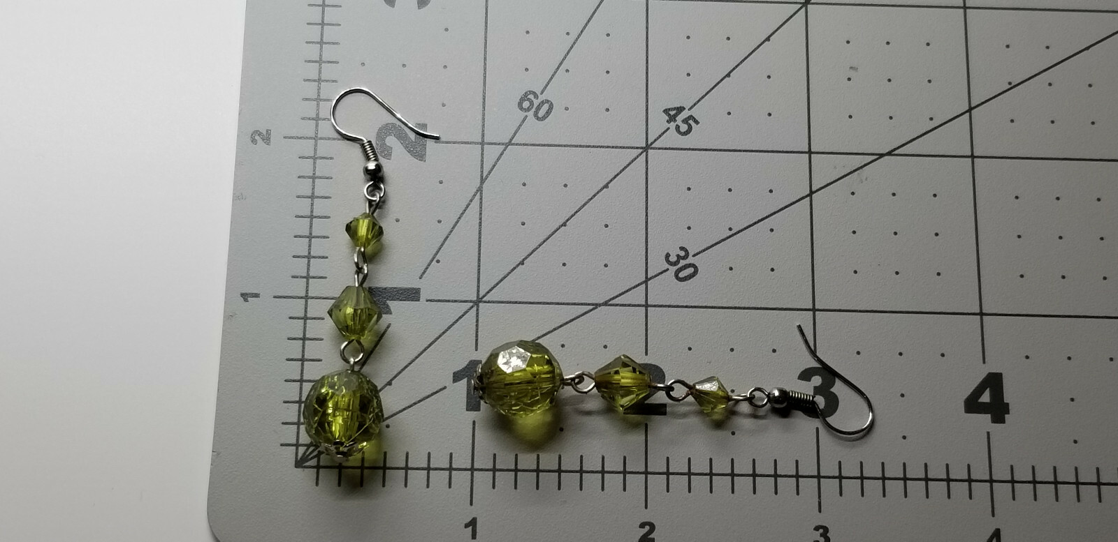 Beaded Drop Dangle Earrings Hook Clear Green Crac… - image 6