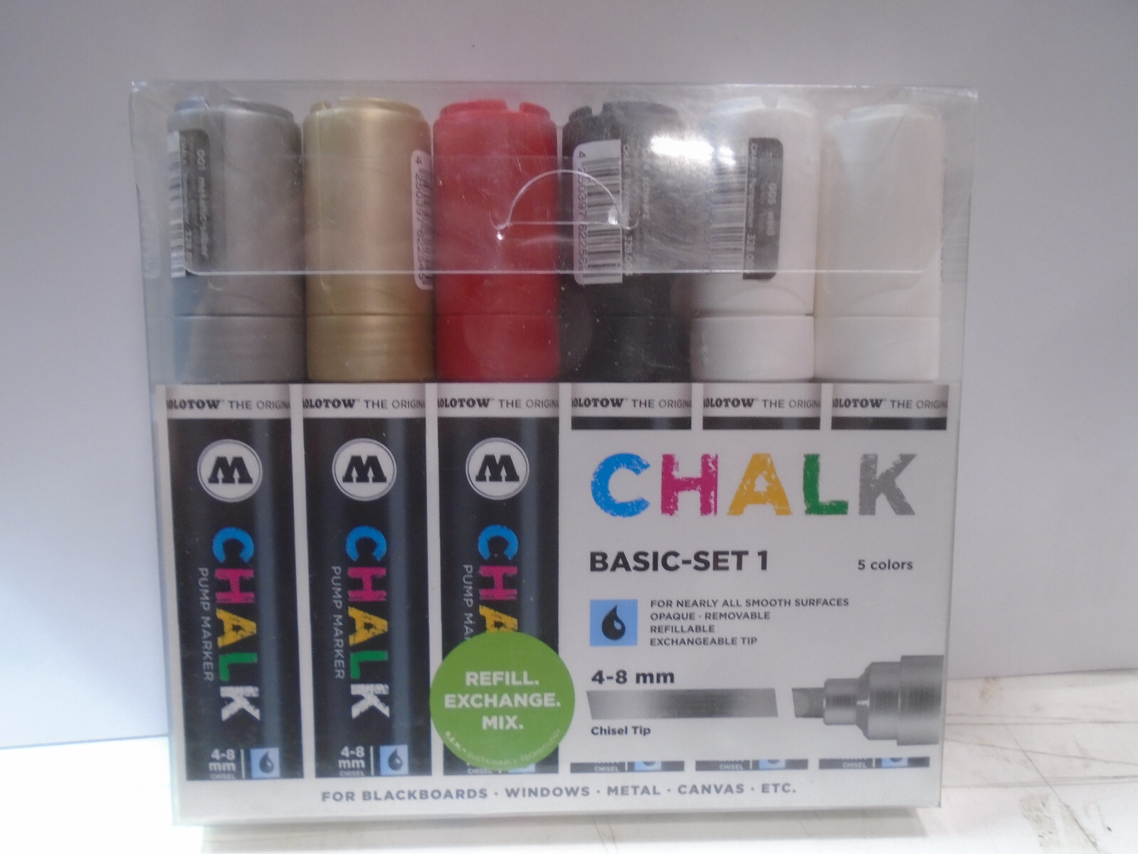 MOLOTOW CHALK PUMP MARKER 6 PC SET FOR BLACKBOARDS WINDOWS M