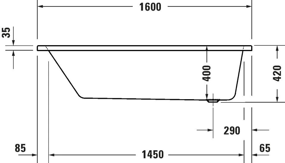 Duravit No.1 1600x700mm Single Ended Bathtub White With Legs 700488000000000 + 7 - Image 4 of 4