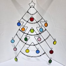 Christmas Tree Stained Glass Suncatcher Window Wall Hanging Decoration