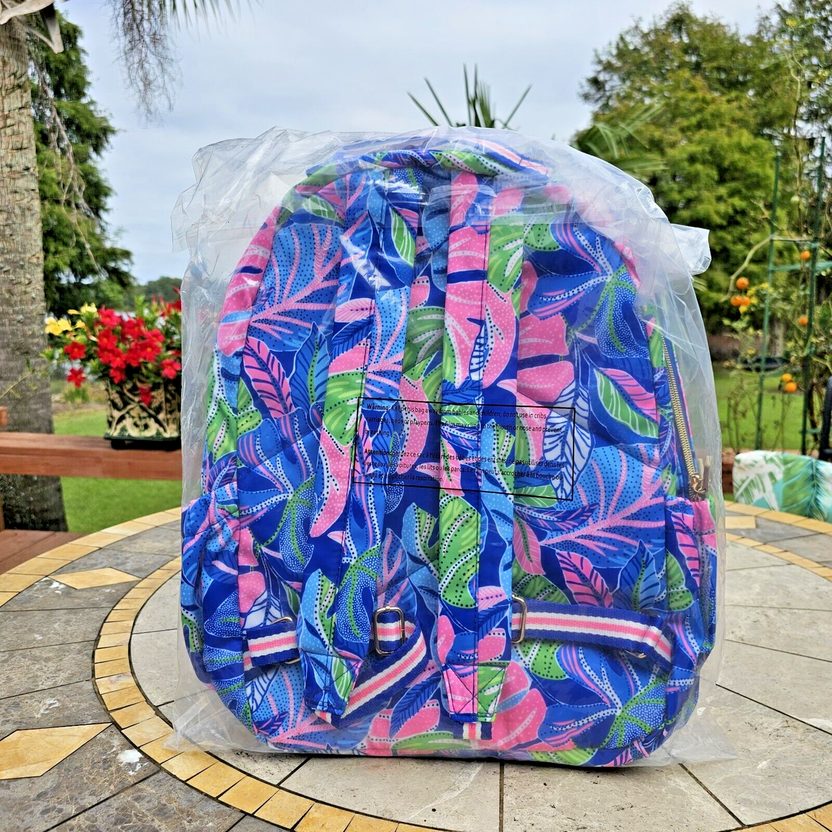 NWT Lilly Pulitzer Sport Large Polyester Backpack Blue Grotto Beleaf In Yourself Lilly Pulitzer Sport Backpack Blue Grotto Beleaf In Yourself  main image 2