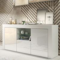 TV Unit TV Stand Sideboard Storage Cabinet White Gloss Doors Shelf 145cm