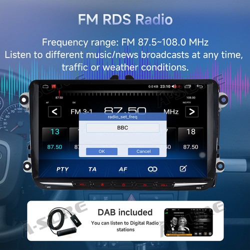 DAB+ 8-Core 4+64G Android 14 Car Stereo Radio Carplay GPS SAT For VW Passat Golf - Picture 9 of 15
