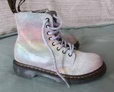 Girl's Dr. Martens 1460 Pascal Rainbow Multicolor Glitter Leather Boots Size 1