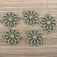 20pcs 24 19mm Antiqued Bronze Color Flower Connector Findings H0438