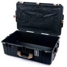 Black  Tan Pelican 1595 Air case with combo lid pouch  empty bottom.