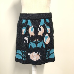 Zara Falda Talla Mediana Brillo Metálico Suéter De Punto Jacquard Floral  Tire De | eBay