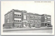 Smith Center Kansas~Brand New Art Deco High School~Arch Windows~1920s B&W