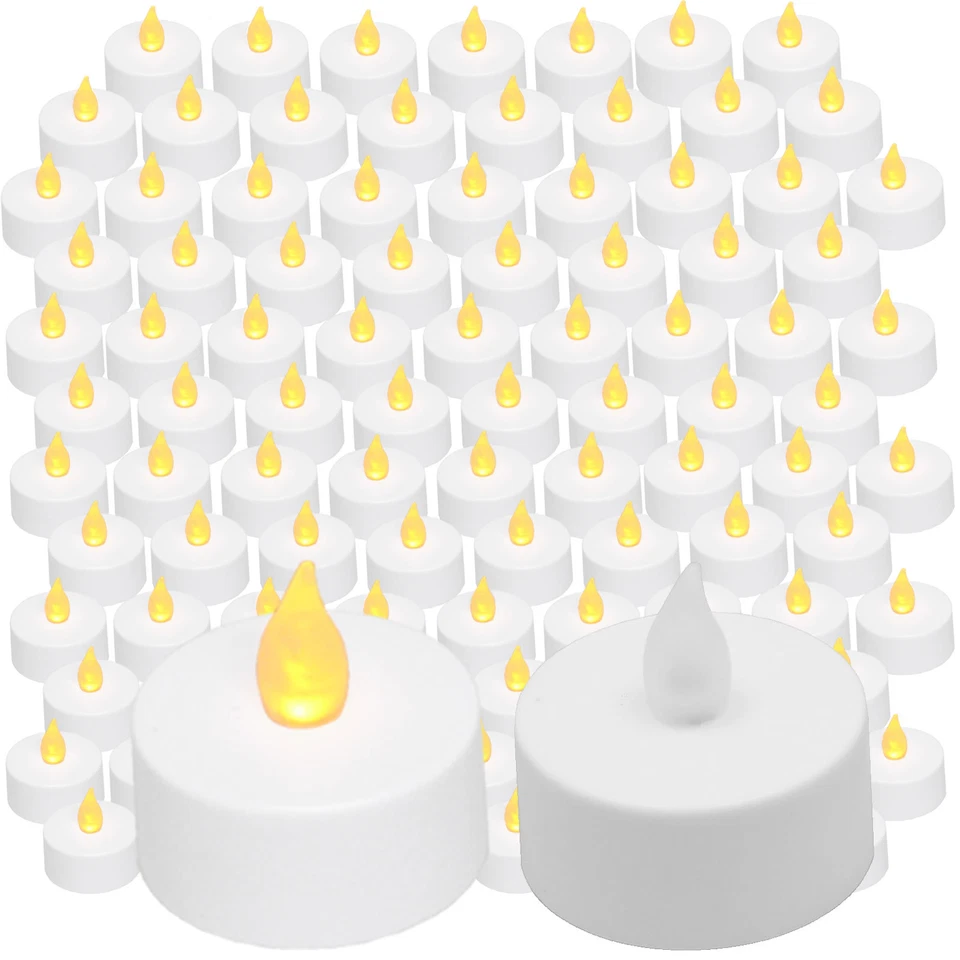 100 peças velas de bateria âmbar led luz de chá sem chama festa de casamento romântica - Imagem 2 de 3