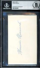 Heinie Manush Beckett BAS Signed 3x5 Index Card Autograph
