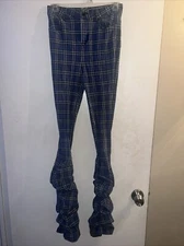 Labijou Scrunch Ankle Blue Plaid Pants Women’s Medium