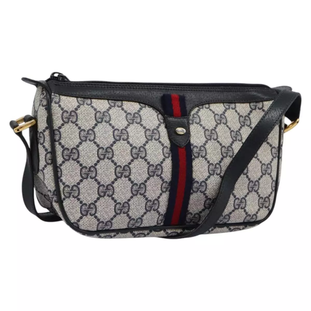 Sac à bandoulière GUCCI GG Supreme Sherry Line PVC rouge marine 89 02 054 authentique 110284