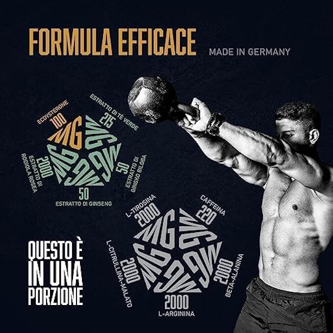 UNCHAINED® - Booster pre-allenamento con ecdysterone | 20 dosi (400 g) con caffeina | L-arginina, L-citrullina-malato, beta-alanina + altri 14 principi attivi | 100% energia | arancia cola